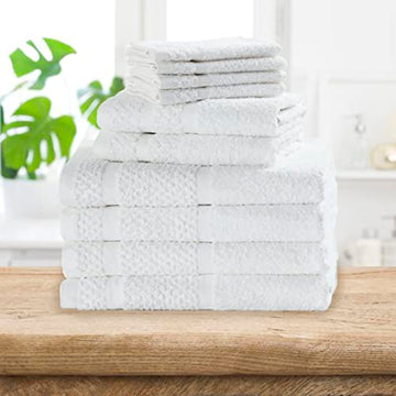 SEDLAV Bath Towel Set with Upgraded Softness & Durability, 100% Cotton (10 Pack) (White)