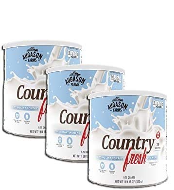 PACK OF 3 - Augason Farms Country Fresh 100% Real Instant Nonfat Dry Milk 1 lb 13 oz No. 10 Can