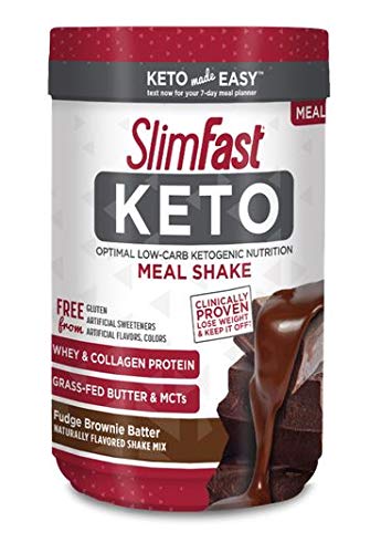 SlimFast Keto Fudge Brownie Batter Meal Replacement Powder, 13.4 Ounce -- 2 per case.