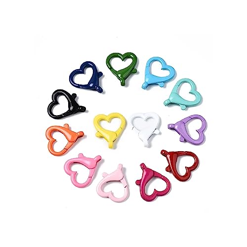 SEDLAV Unique Colors of Spray-Painted Zinc Alloy Love Lobster Clasp(20Pcs) - Lobster Clasps for Jewelry Making, Heart Shaped Swivel Clasps Keychain Clip Hook - Eye-catching Key Chain Rings