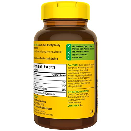 Extra Strength Magnesium Oxide 400 mg Softgels, 60 Count
