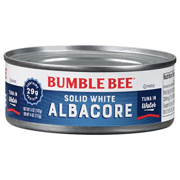 Bumble Bee BUMBLE BEE Solid White Albacore Tuna Fish in Water, Canned Tuna Fish, High Protein Food, Wild Caught, Gluten Free, 5 Ounce (pack of 48), Blue (B09W9ZWXLR)