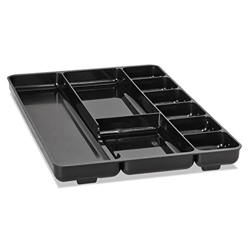 Regeneration 9-Section Drwr Organizer, Plastic, Black [Set of 2]