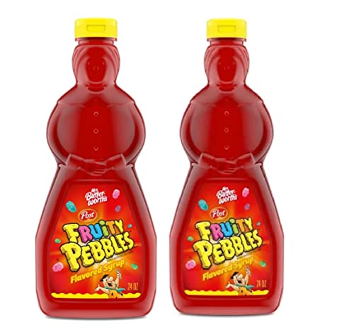 Mrs. Butterworth's Fruity PEBBLES Flavored Pancake Syrup, 24 oz bottle