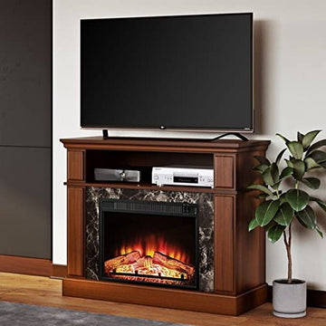 Loring Media Fireplace for TVs up to 48" and 50lbs, Multiple Finishes (Cherry)