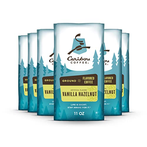 Caribou Coffee, Flavored Ground Coffee - Vanilla Hazelnut Dreamstate 66 Ounces (6 Bags of 11 Ounces)