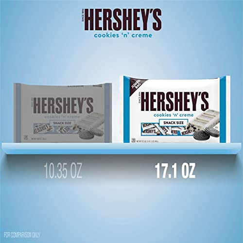 HERSHEY'S COOKIES 'N' CREME Snack Size Candy Bars, Individually Wrapped, 17.1 oz Jumbo Bag