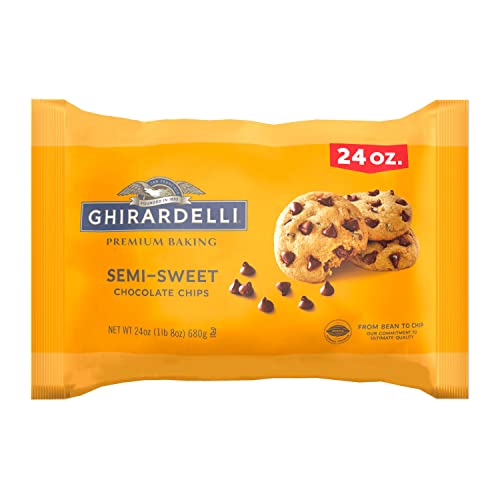 GHIRARDELLI Semi-Sweet Chocolate Premium Baking Chips, Chocolate Chips for Valentine’s Day Cookies, 24 Oz Bag