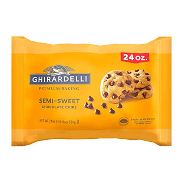 GHIRARDELLI Semi-Sweet Chocolate Premium Baking Chips, Chocolate Chips for Valentine’s Day Cookies, 24 Oz Bag