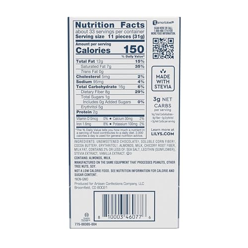 LILY'S Salted Almond Milk Chocolate Style No Sugar Added, Sweets Bars, 3 oz (12 Count)