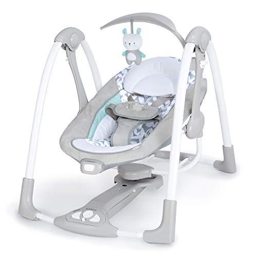Ingenuity ConvertMe 2-in-1 Compact Portable Automatic Baby Swing & Infant Seat, Battery-Powered Vibrations, Nature Sounds, 0-9 Months 6-20 lbs (Raylan)