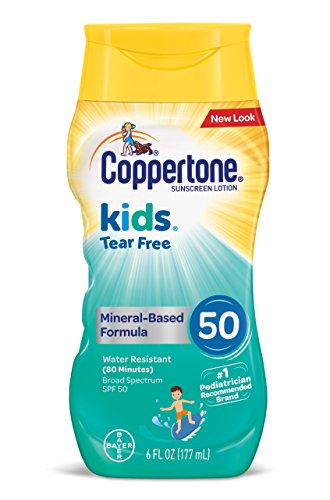 Coppertone Kids Sunscreen Tear Free Mineral Based Water Resistant Lotion Broad Spectrum SPF 50, 6 Fl Oz