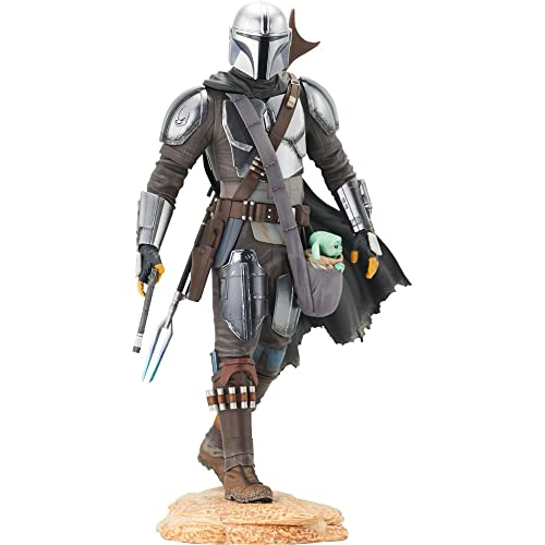 DIAMOND SELECT TOYS Star Wars: The Mandalorian: The Mandalorian with The Child Premier Collection Statue,Multicolor 10 inches