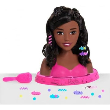 Barbie Styling Head, 17 Pieces Include Styling Accessories, Hair Styling for Kids, by Just Play (Black)