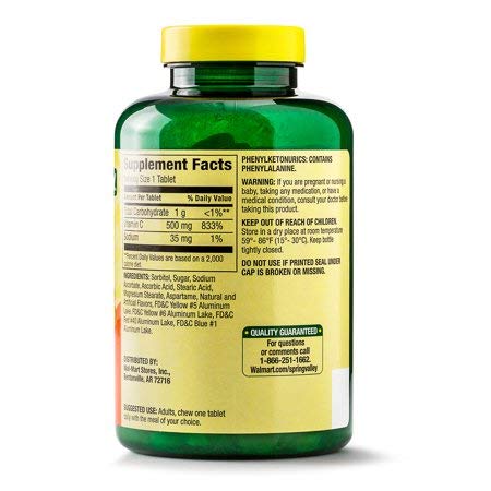 Spring Valley - Vitamin C Multiple Fruit Flavors 500 mg, 200 Chewable Tablets (4 Pack)