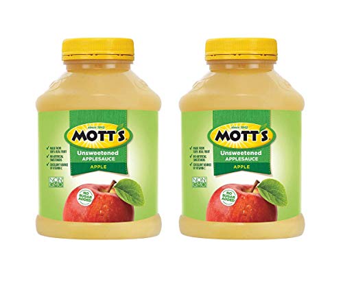 Healthy Snack or Side Dish, Mott’s Unsweetened Applesauce, Made from Real Fruit, No Sugar Added and an Excellent Source of Vitamin C, Make Healthy Decisions Today for 2 Jars of 46 Oz