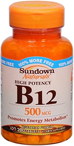 Sundown B-12 500 mcg Tablets 200 Tablets (Pack of 2)