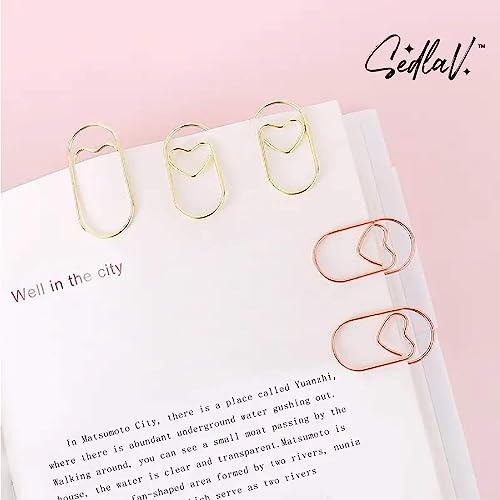 SEDLAV 150 Pieces Cute Heart Paper Clips - Small Mini Paperclips with Smooth Finish, Tiny Large Paper Clips Jumbo for Office, School Students - Small Binder Clips, Paperclips Office Supplies