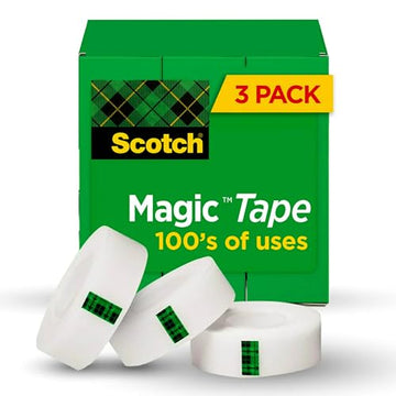 Scotch Magic Tape, Invisible, Home Office Supplies and Back to School Supplies for College and Classrooms, 3 Rolls