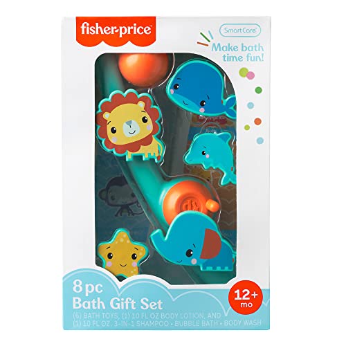 Smart Care Fisher-Price 8-Piece Fishing Baby Bath Gift Set,, Includes Baby Shampoo and Body Wash, Baby Bubble Bath, Baby Lotion, & Baby Bath Toys