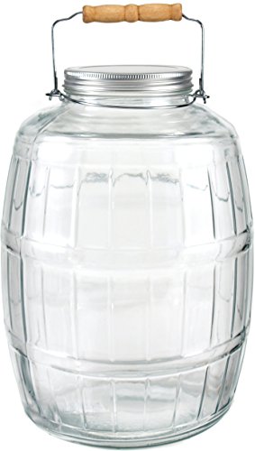 Anchor Hocking Glass Barrel Jar with Lid, 2.5 Gallon