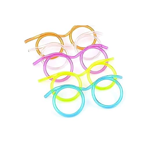 SEDLAV 6-Piece Fun Glasses Straws Set - Reusable Straws Dishwasher Safe, Reusable, Shatter Resistant, Clear Straws with Silly Eyeglasses & Beard