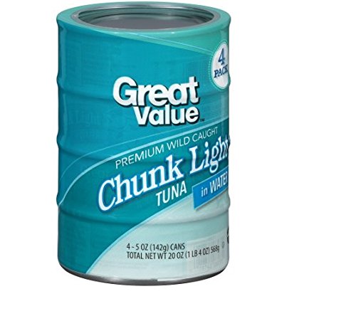 Great Value Chunk Light Tuna in Water, 5 oz, 4 Count