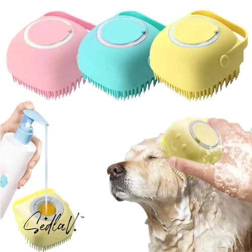 SEDLAV Food-Grade Silicone Pet Brush - Dog & Cat Bath Comb with Innovative Shampoo Dispenser for Rich Cleansing - Massage Enhances Blood Circulation