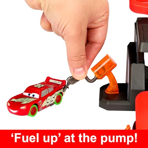 Mattel Disney Cars Toys Disney and Pixar Cars Glow Racers Launch ‘N Criss-Cross Playset with 2 Glow-in-the-Dark Toy Cars Including Lightning McQueen & Jackson Storm