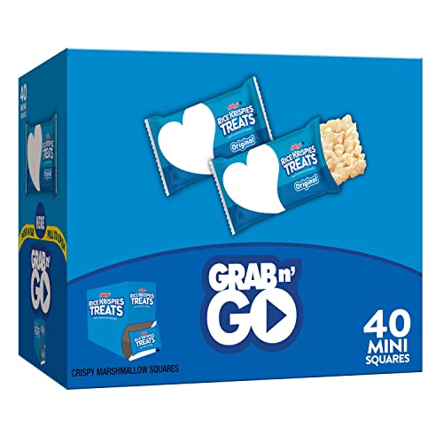 Rice Krispies Treats Mini Marshmallow Snack Bars, Kids Snacks, Lunch Snacks, Grab N' Go, Original, 15.5oz Box (40 Bars)