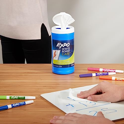 EXPO White Board Care Dry Erase Wipes, 8-Inches x 5.5-Inches, 50 Count