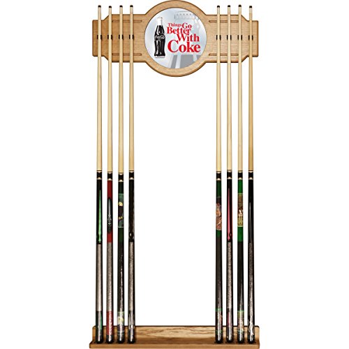 Trademark Gameroom Coke Cue Rack with Mirror - Coca-Cola Things Go Better with Coke Bottle Art