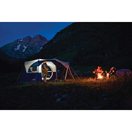 Coleman Elite WeatherMaster Camping Tent with LED Lights and Screened Porch, Weatherproof 6-Person Family Tent with Included Carry Bag, Rainfly, LED Lighting System and Screened-In Porch