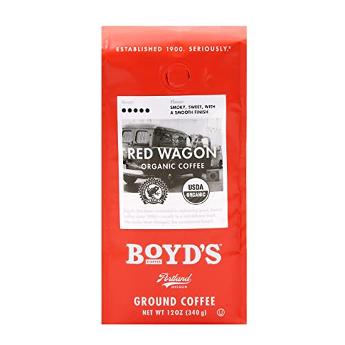 Boyd's Coffee– Ground Coffee – Red Wagon Organic - Blended from 100% Arabica – Rich & Full-Flavored – 12 oz.
