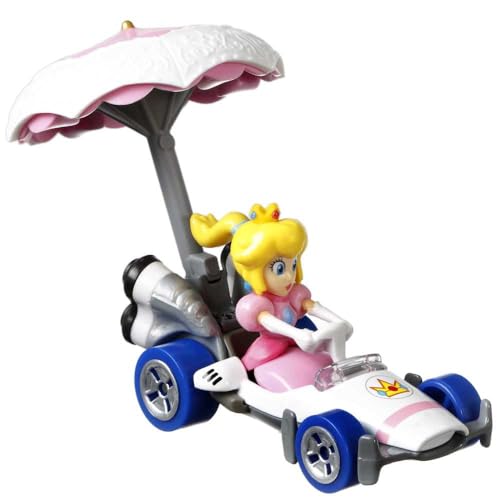 Hot Wheels Die-Cast Mario Kart Princess Peach in B-Dasher Kart with Peach Parasol Glider