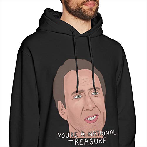 ROUND Mens Nicolas Cage 'Face Off Humor Novelty Sarcasm Funny Black XXL Hoodie Sweatshirt