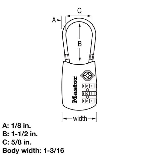 Master Lock 4688D Set Your Own Combination TSA Approved Luggage Lock, 1 Pack, Silver