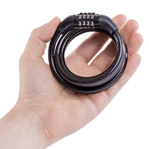 Master Lock Bike Lock Cable, Combination Bicycle Lock, Cable Lock for Outdoor Equipment, Black