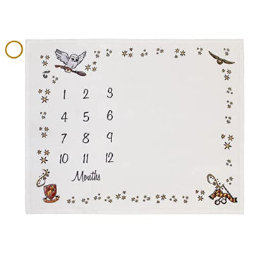 Warner Brothers Harry Potter Magical Moments White and Gold Milestone Baby Blanket