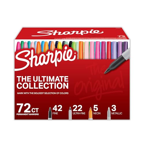 Sharpie Permanent Markers Ultimate Collection, Fine and Ultra Fine Points, Assorted Colors, 72 Count