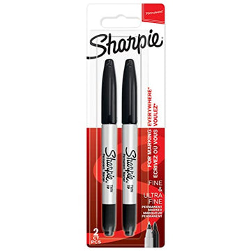 SHARPIE Twin Tip Permanent Markers | Fine & Ultra-Fine Points | Black | 2 Count