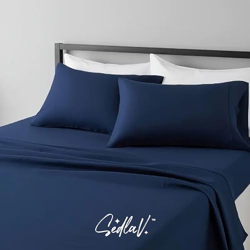 SEDLAV Queen Size Sheet Set - Hotel Luxury Bed Sheets - Breathable & Cooling Sheets - Extra Soft - Easy Fit - Wrinkle Free - 4 Piece Set - Comfy Queens Sheets