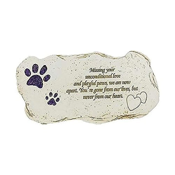 SEDLAV Dog Paw Print Heart Stone - Indoor/Outdoor Weather Resistant Polyresin Memory Stones for Loved Ones Lost, Customizable and Engraved - Ideal Pet Sympathy Gift for Spiritual Connection