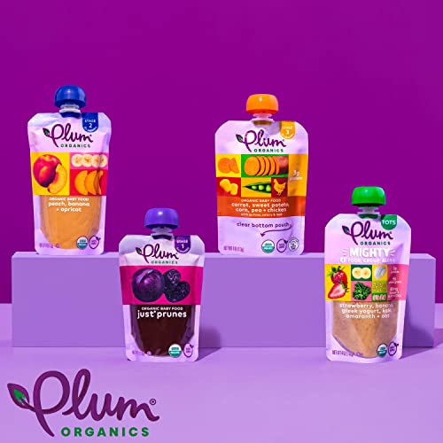 Plum Organics | Stage 2 | Organic Baby Food Meals [6+ Months] | Fruit & Veggie Variety Pack | 4 Ounce Pouch (Pack of 18) Packaging May Vary