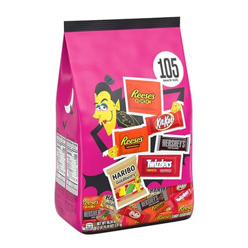 Hershey Assorted Flavored Snack Size, Halloween Candy Variety Bag, 46.34 oz (105 Pieces)