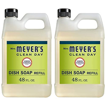 Mrs. Meyer's Clean Day Liquid Dish Soap Refill, Cruelty Free Formula, Lemon Verbena Scent, 48 oz (2 Bottles)