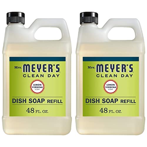 Mrs. Meyer's Clean Day Liquid Dish Soap Refill, Cruelty Free Formula, Lemon Verbena Scent, 48 oz (2 Bottles)
