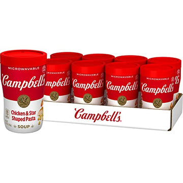 Campbell's Sipping Soup, Chicken Soup & Star Shaped Pasta, 10.75 Oz Microwavable Cup (Case of 8)