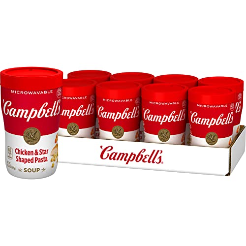 Campbell's Sipping Soup, Chicken Soup & Star Shaped Pasta, 10.75 Oz Microwavable Cup (Case of 8)