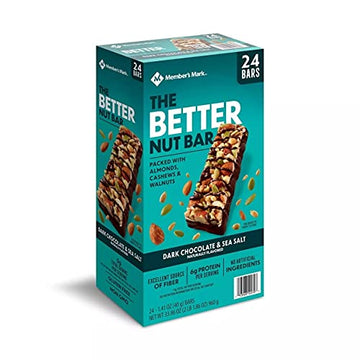 Member's Mark The Better Nut Bar, Dark Chocolate & Sea Salt, 1.4 Oz (24 Count)